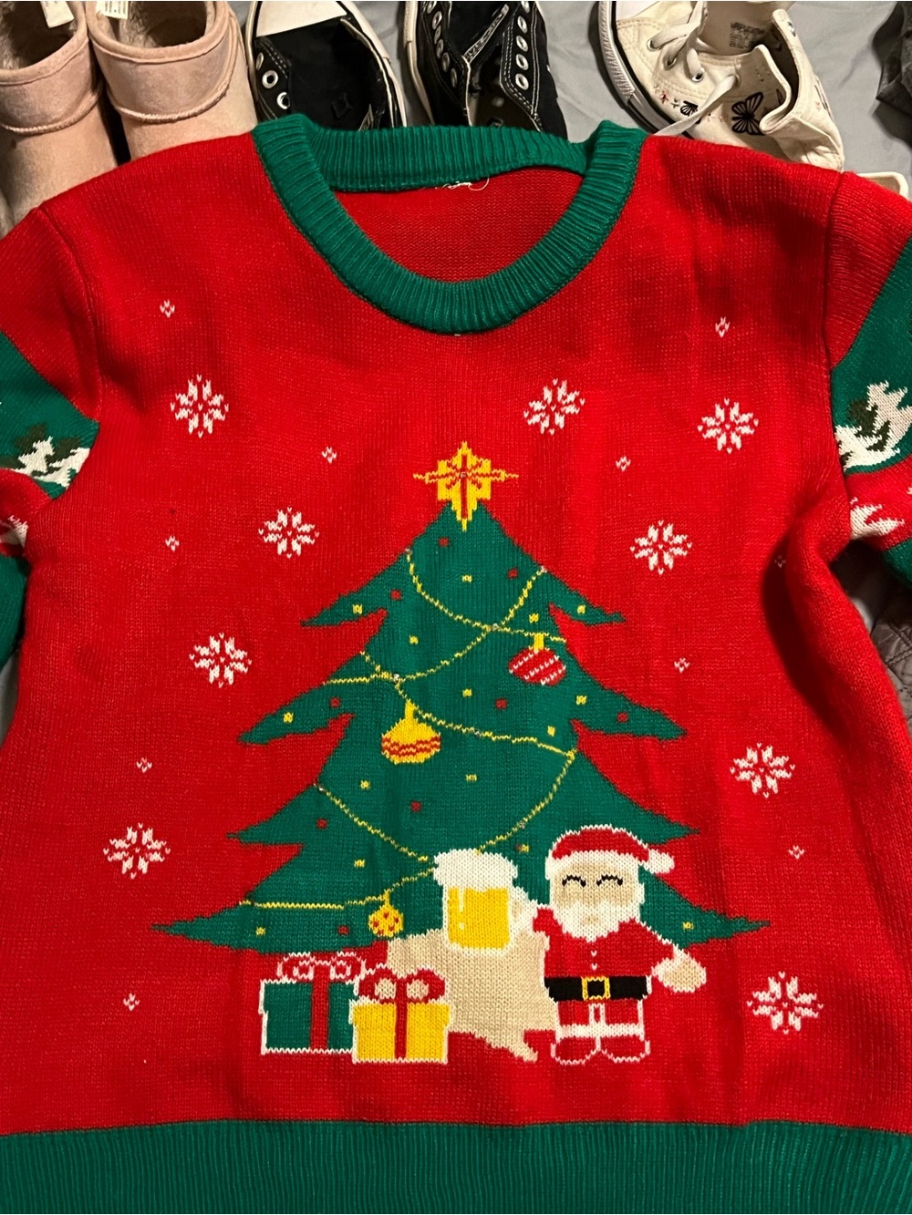 Red & Green Christmas Tree Novelty Sweater